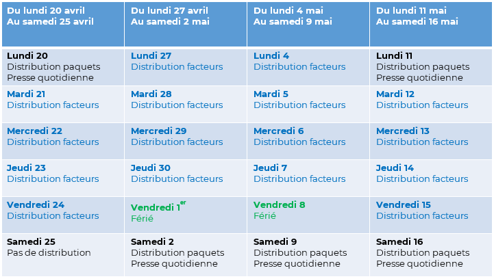 calendrier poste